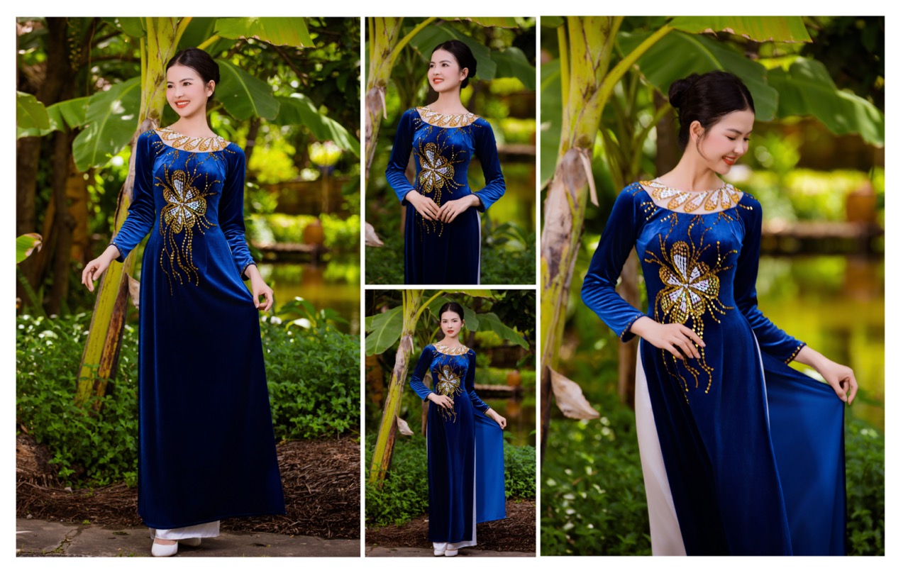 Áo dài truyền thống hoạ tiết 125