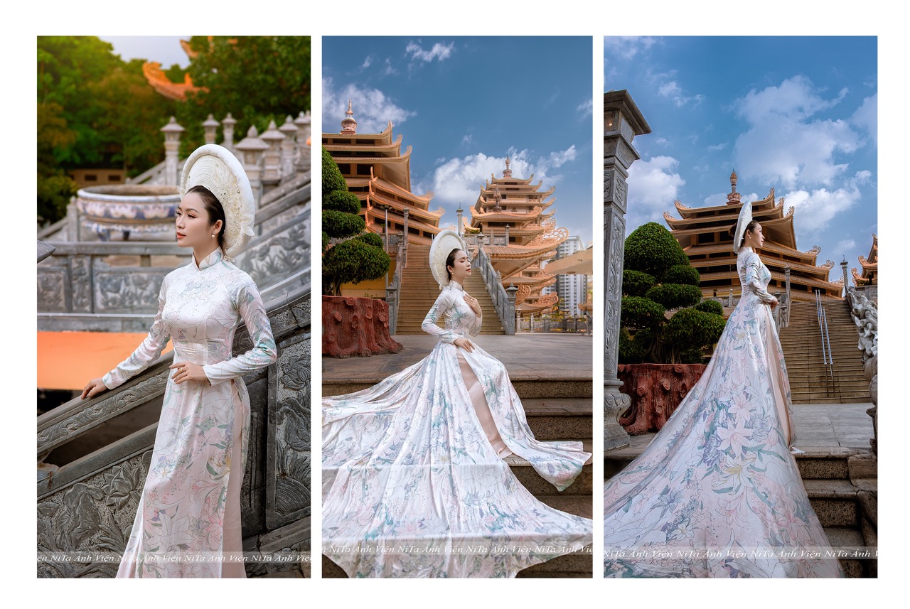 Áo dài truyền thống tà dài cung đình